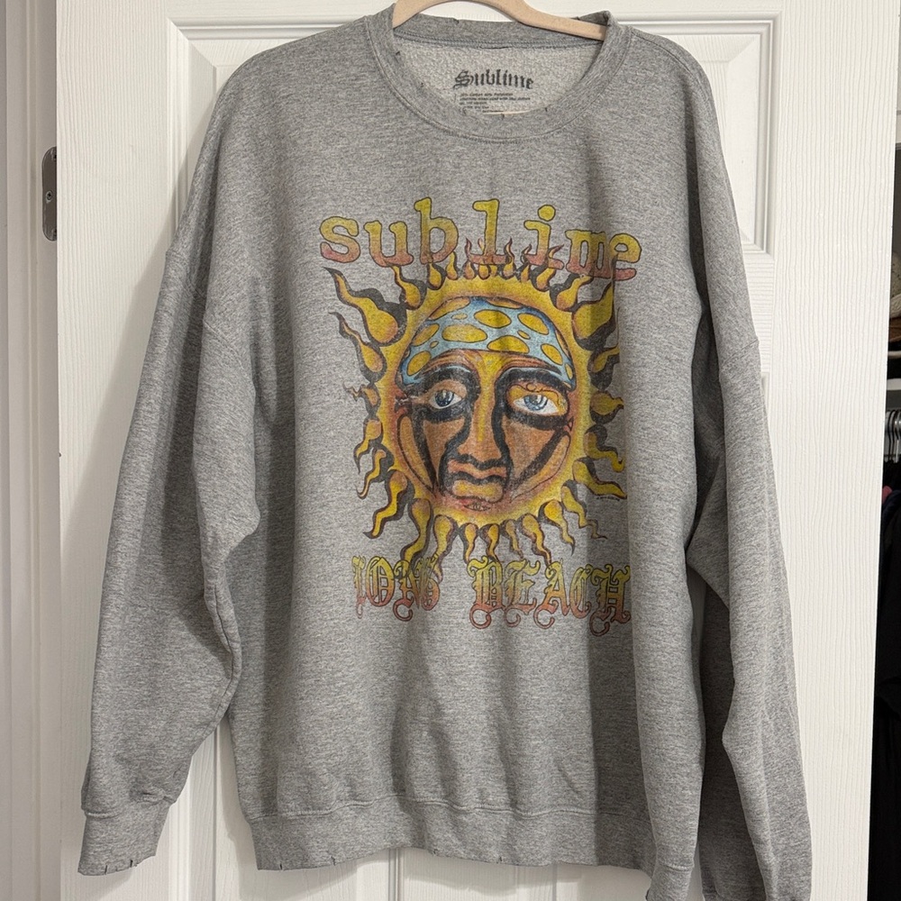 Urban Outfitters Gray Sun Graphic Crewneck Sweater